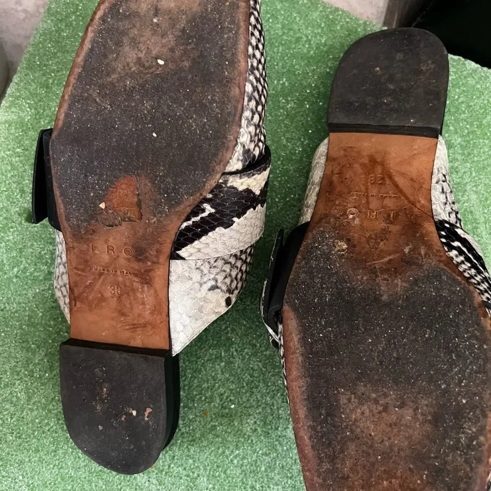 IRO Snake Print dress shoes Embossed Leather Flat Mules